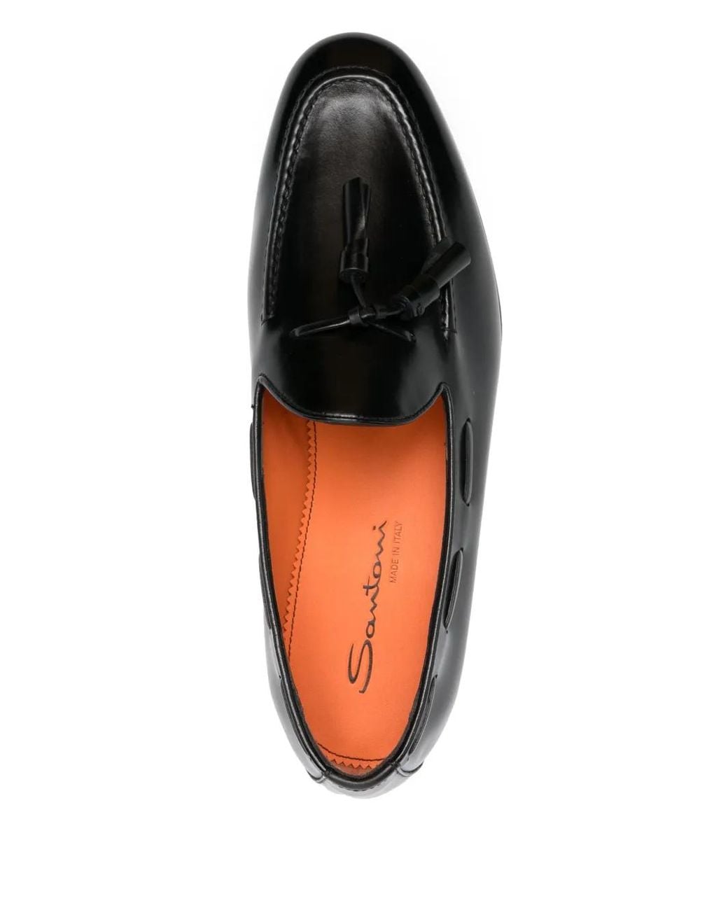 Santoni Black Leather Loafers for men