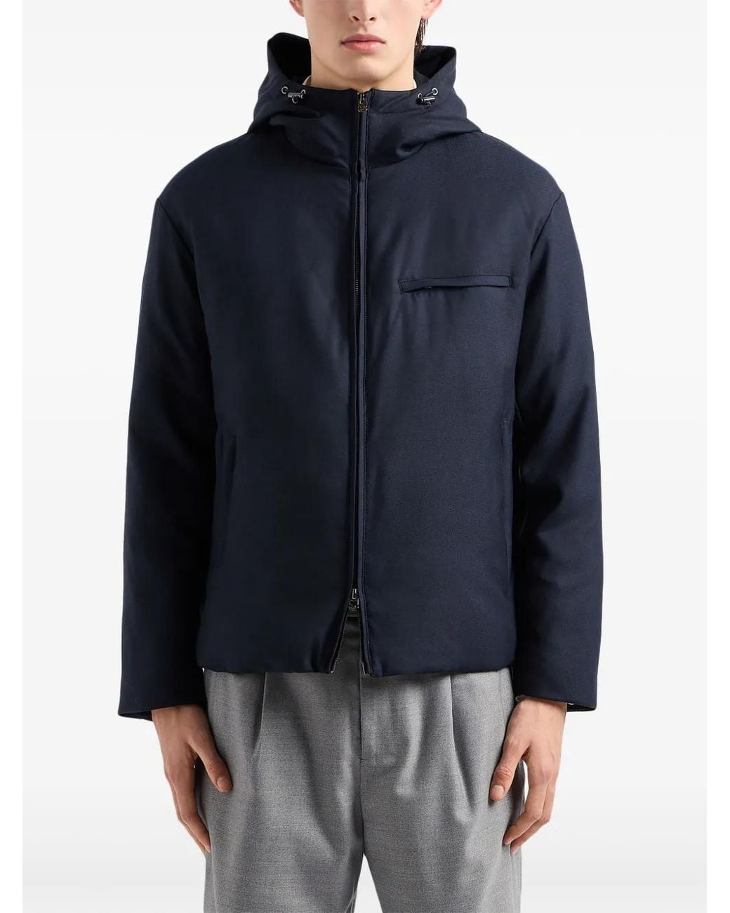 Emporio Armani Blue Wool Blend Jacket for men