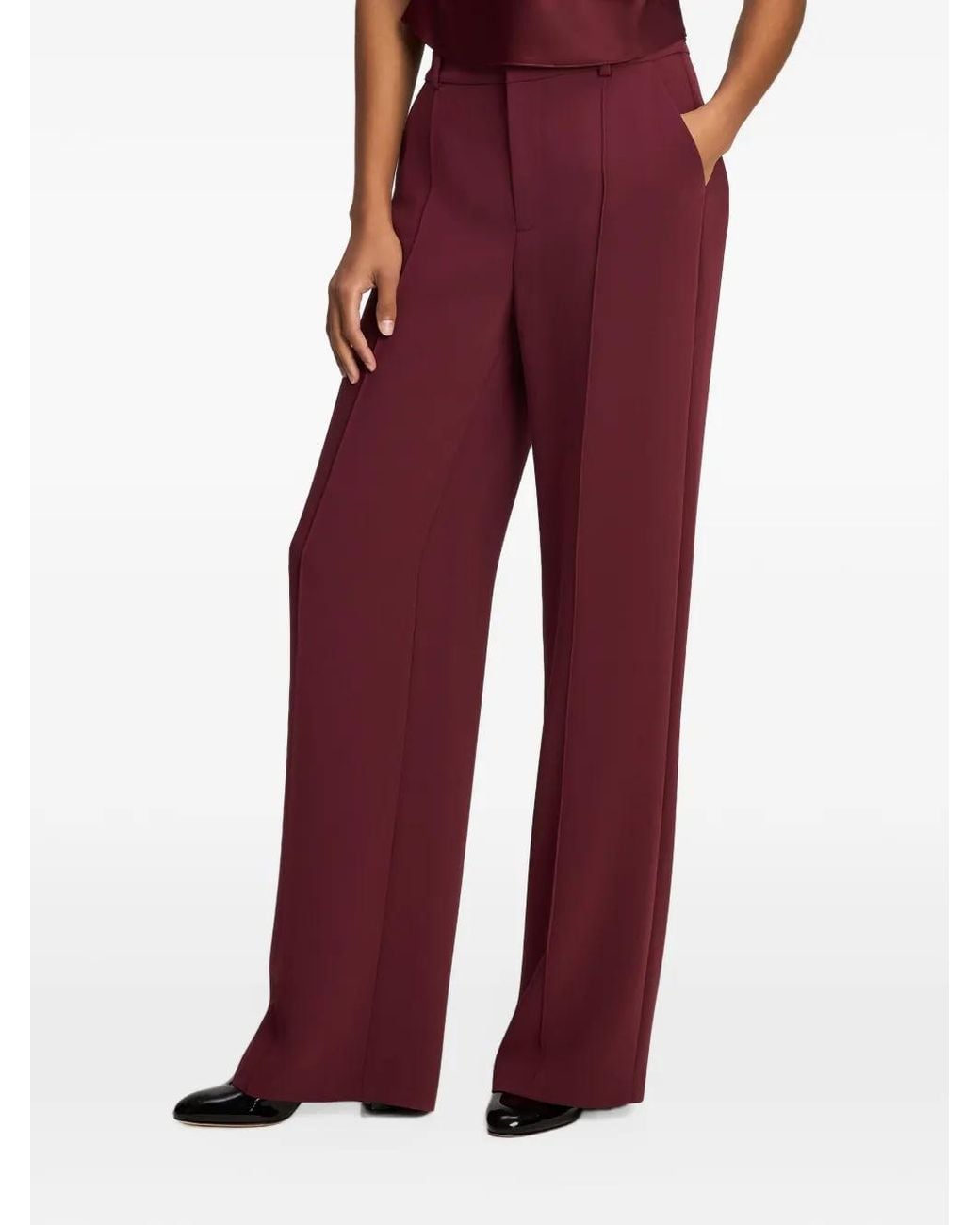 Cinq À Sept Red Pantalon Calla À Plis Nervurés