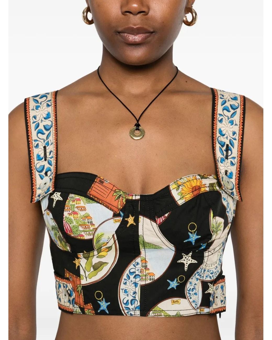 Farm Rio Black Trip Souvenir Top