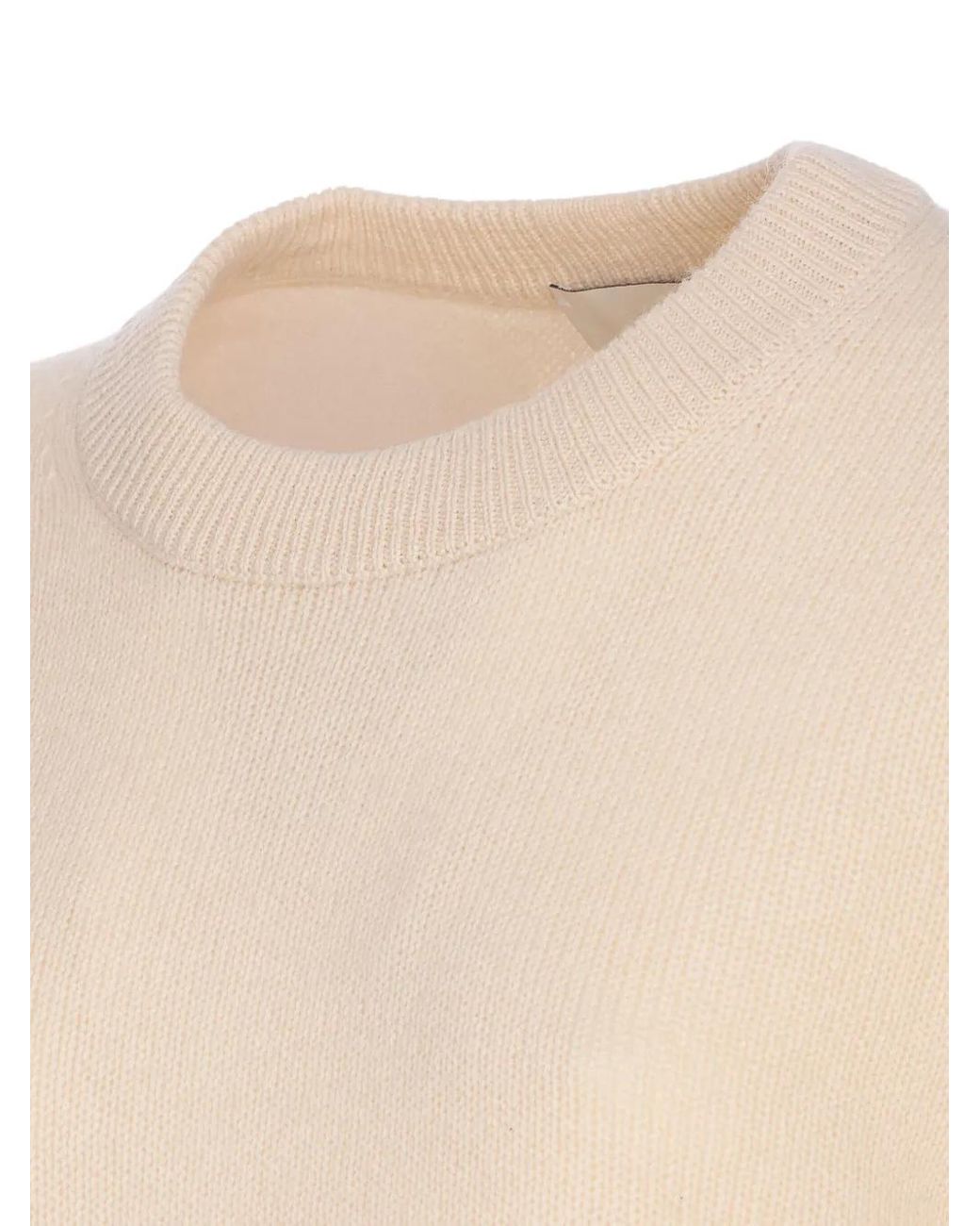 Allude Natural Ribbed Crew-Neck Sweater