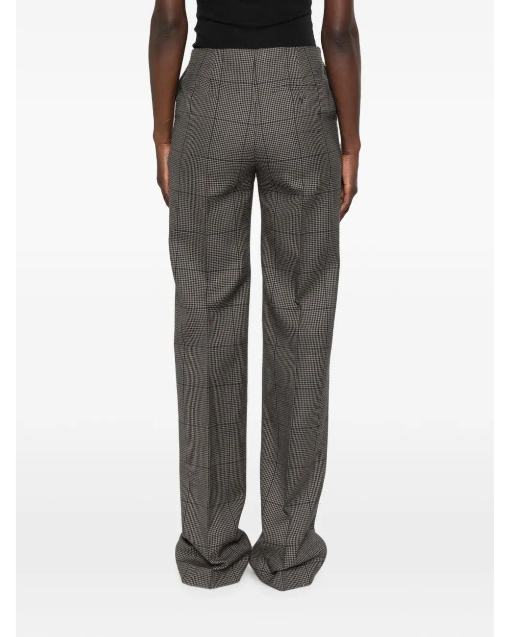 Mugler Gray Tailored Houndstooth Straight-Leg Pants