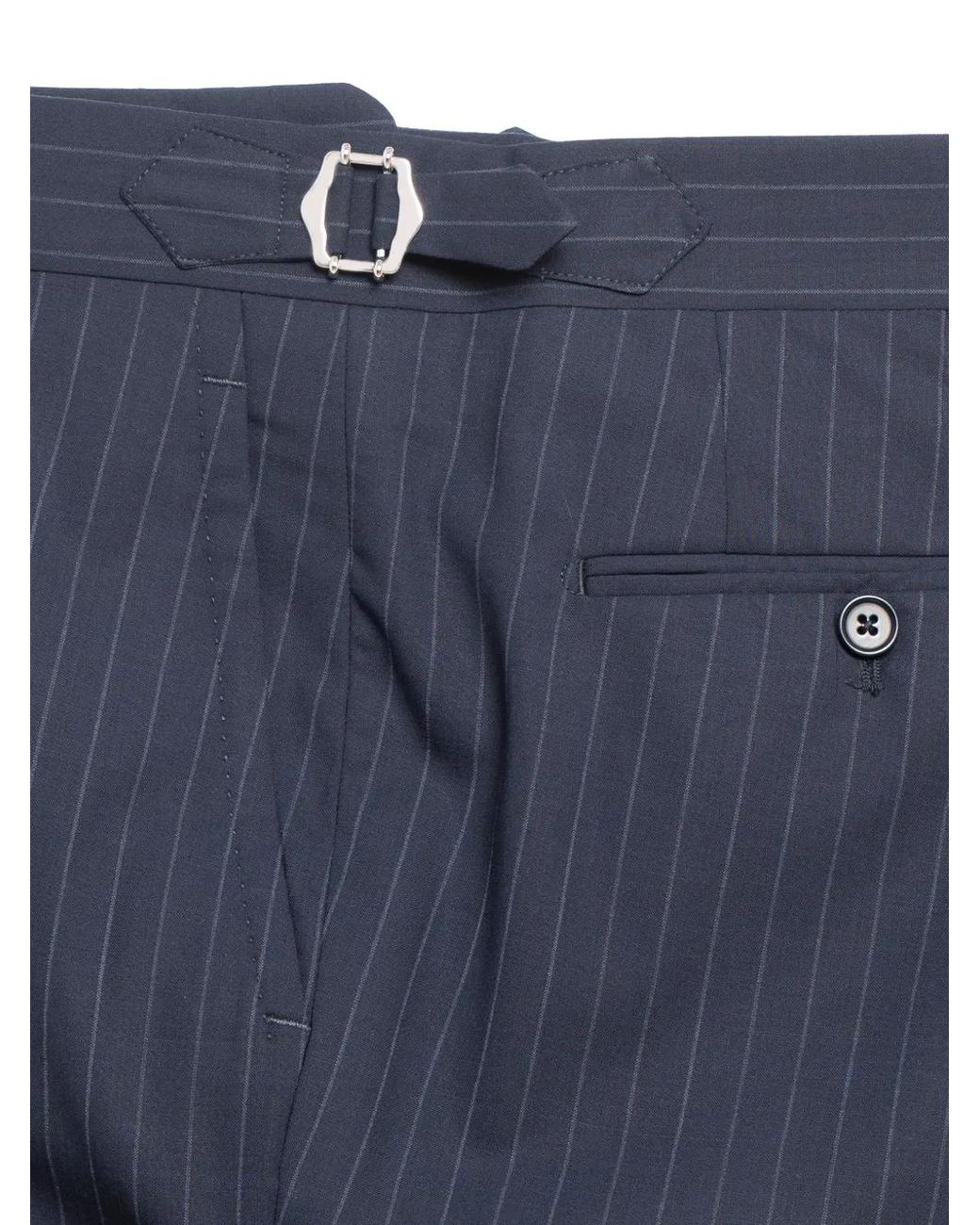 Franzese Collection Blue Pinstripe Double-Breasted Suit for men