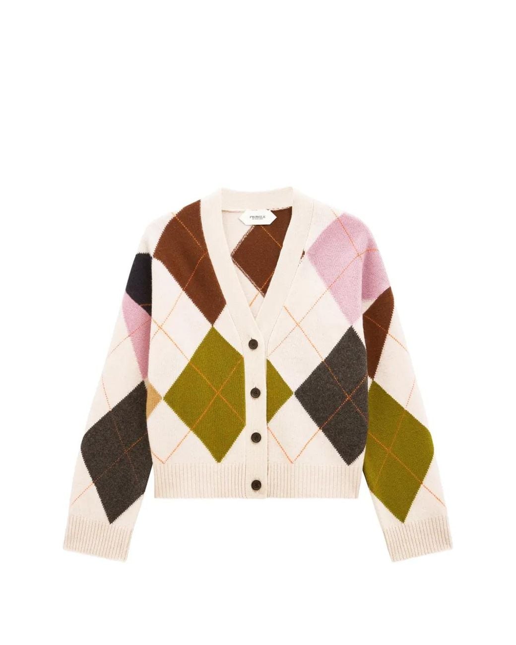 Pringle of Scotland Natural Argyle Buttoned Cardigan