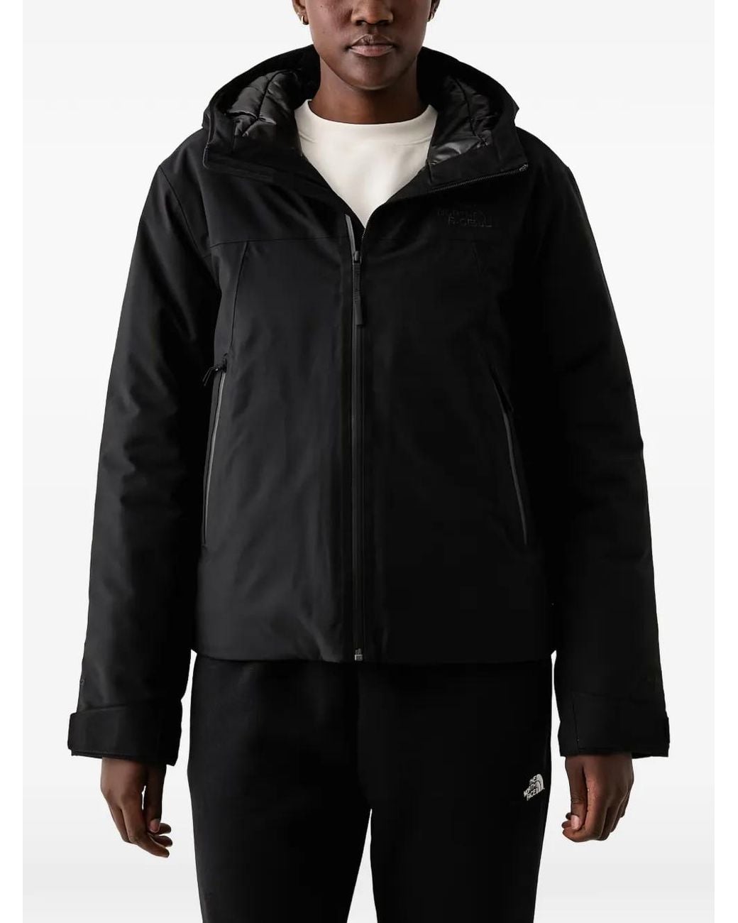 The North Face Black Hooded Logo-Embroidered Jacket
