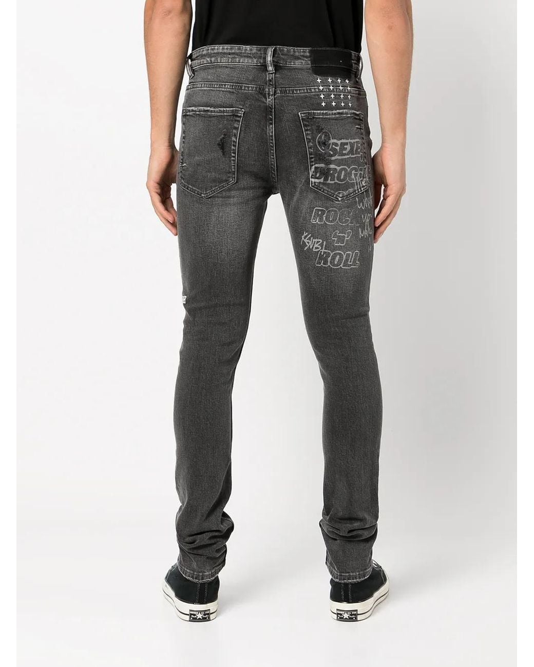 Ksubi Gray Distressed-Detail Skinny Jeans for men
