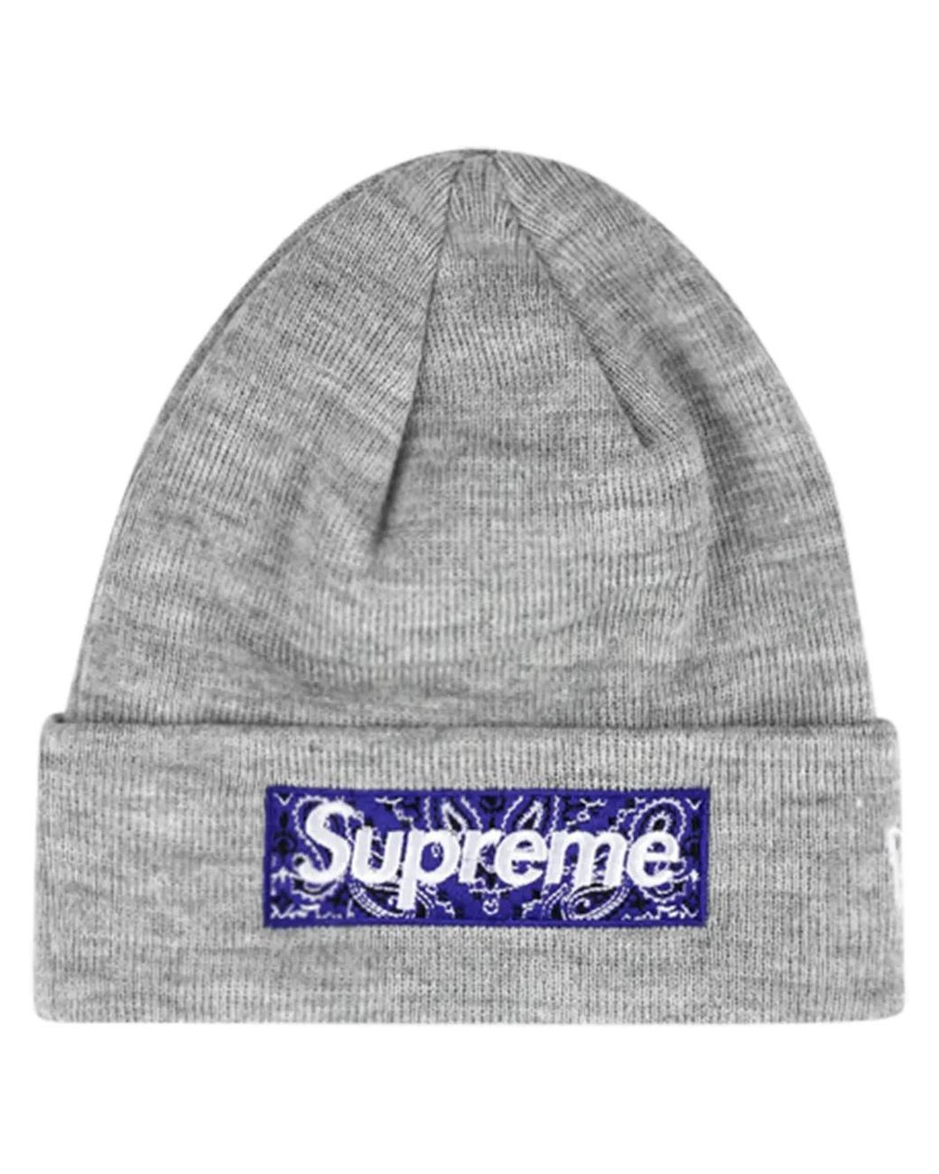 Supreme Gray X New Era Box Logo Knitted Beanie