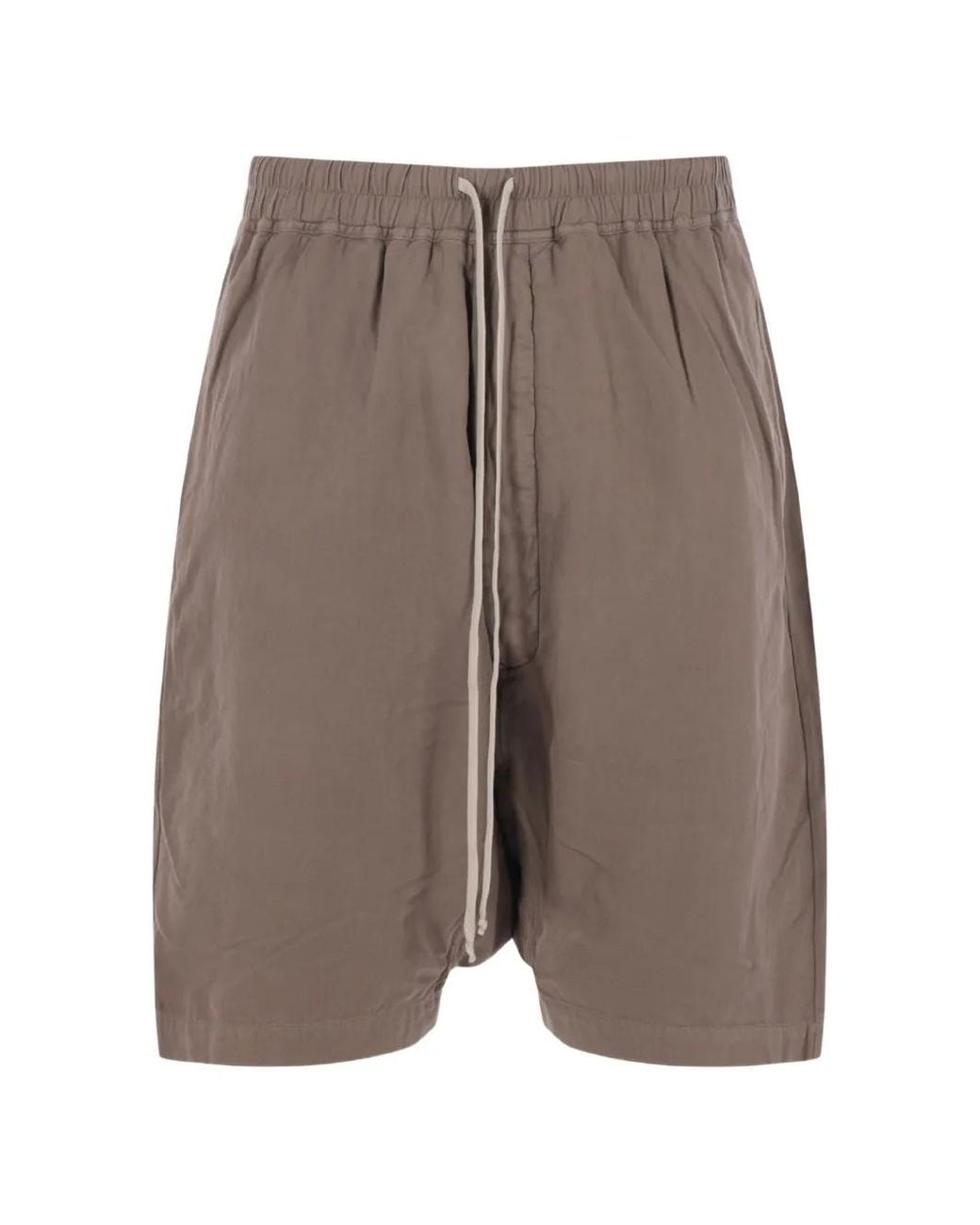 Rick Owens Gray Drop-Crotch Drawstring Shorts for men