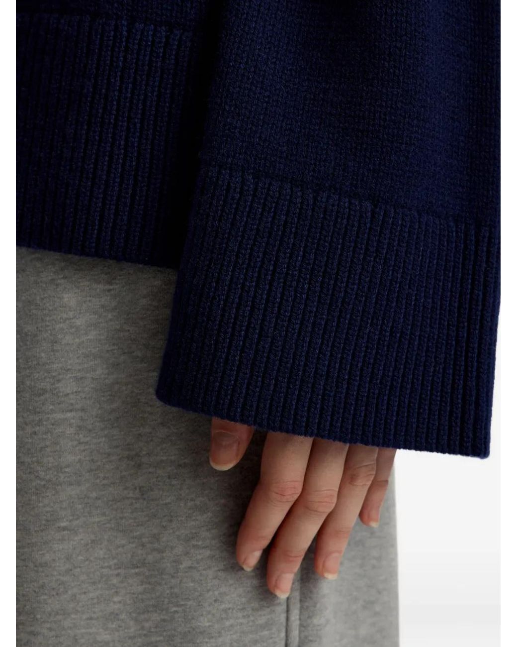 12 STOREEZ Blue Crew Neck Merino Wool Sweater