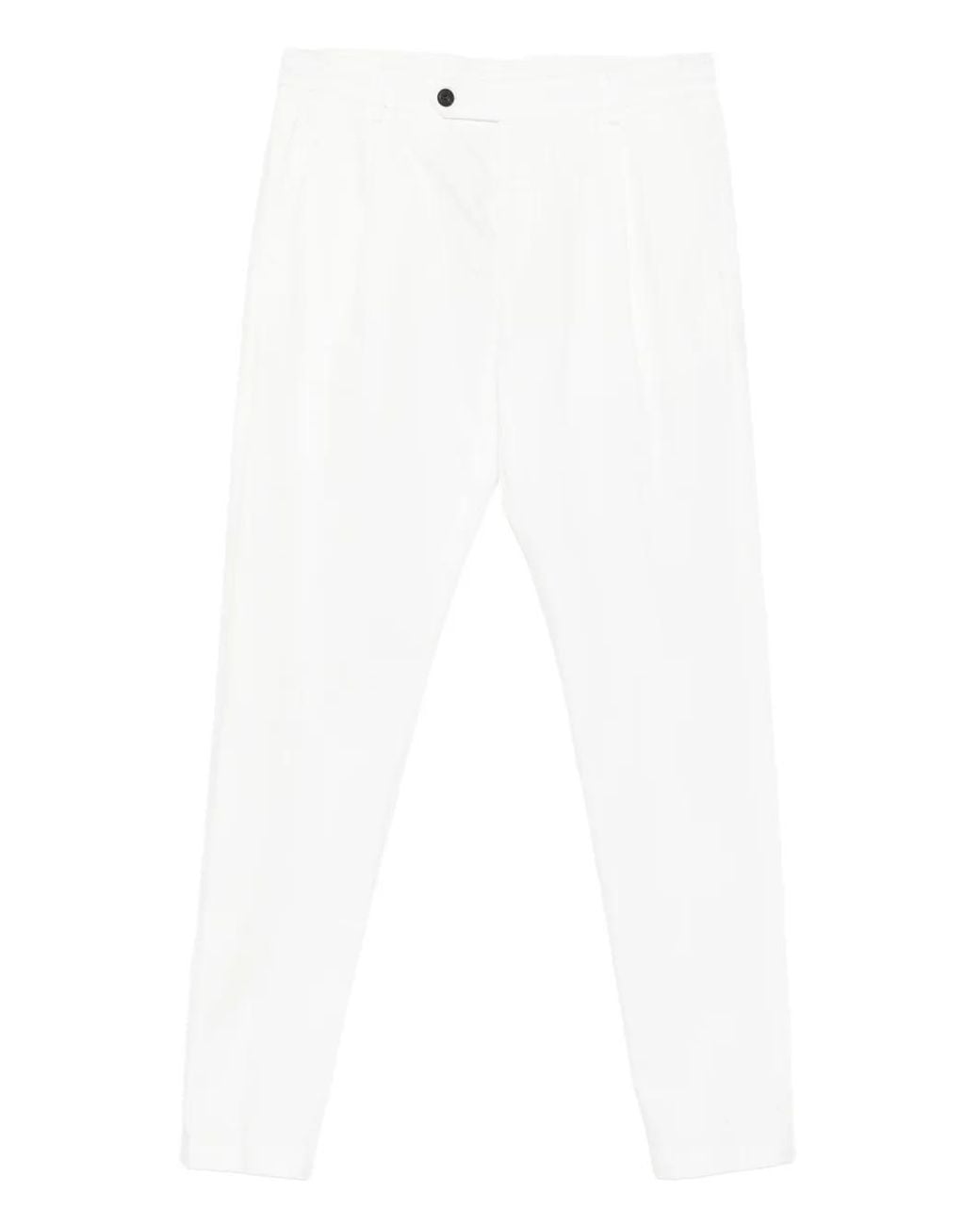 Eleventy White Pleated Trousers for men