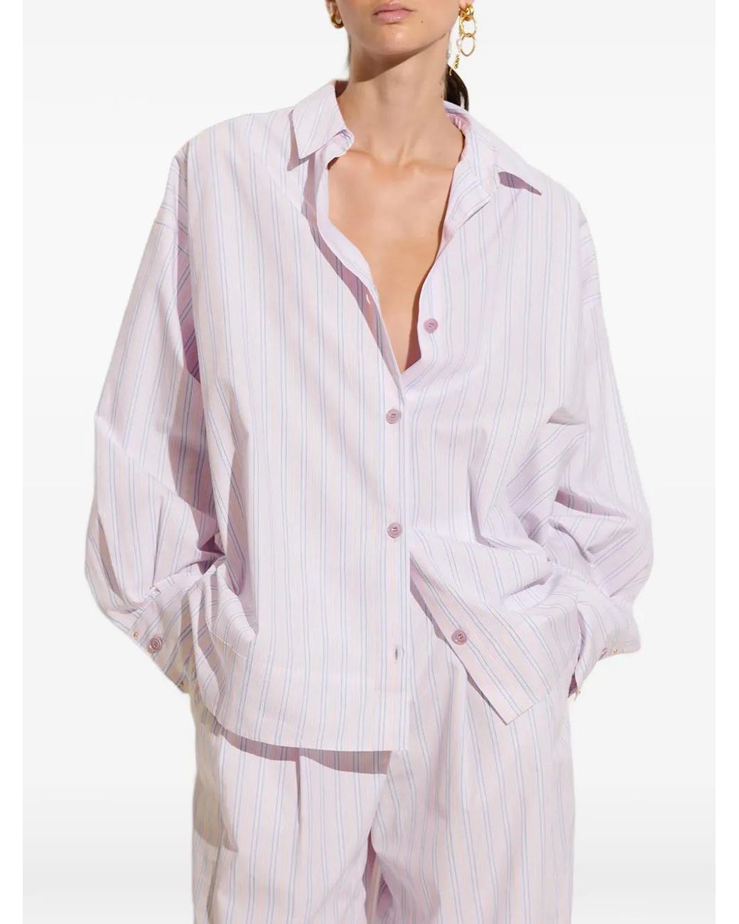 Sessun Purple Kojima Vertical-Stripe Shirt