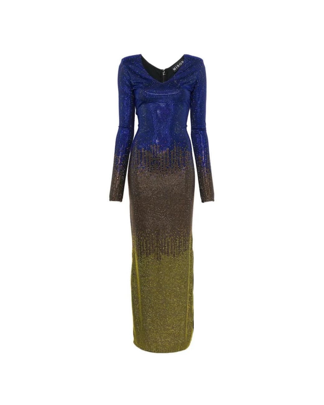 Miron Blue V-Neck Maxi Dress