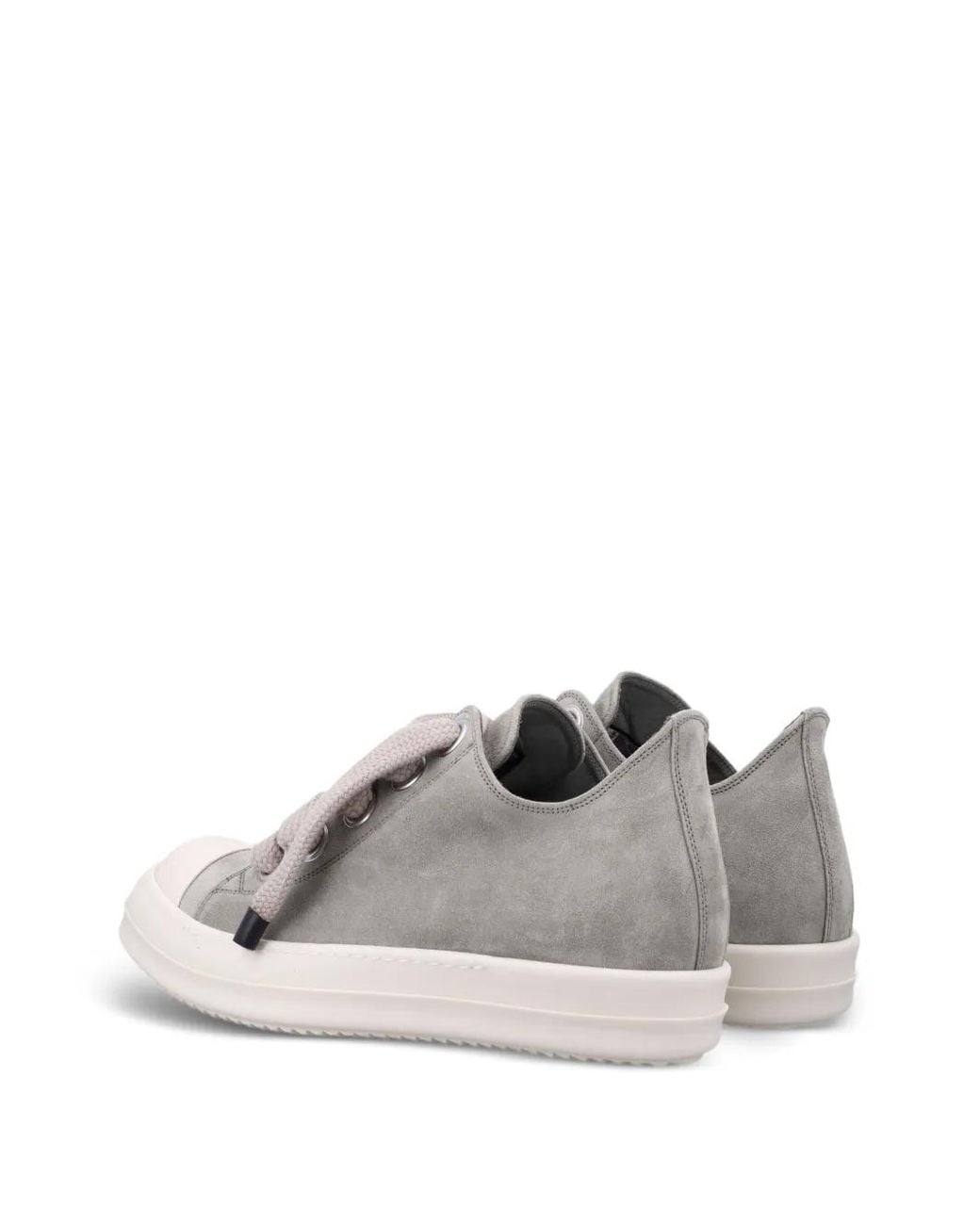 Rick Owens White Jumbo Lace Low Sneaks Suede Sneakers for men