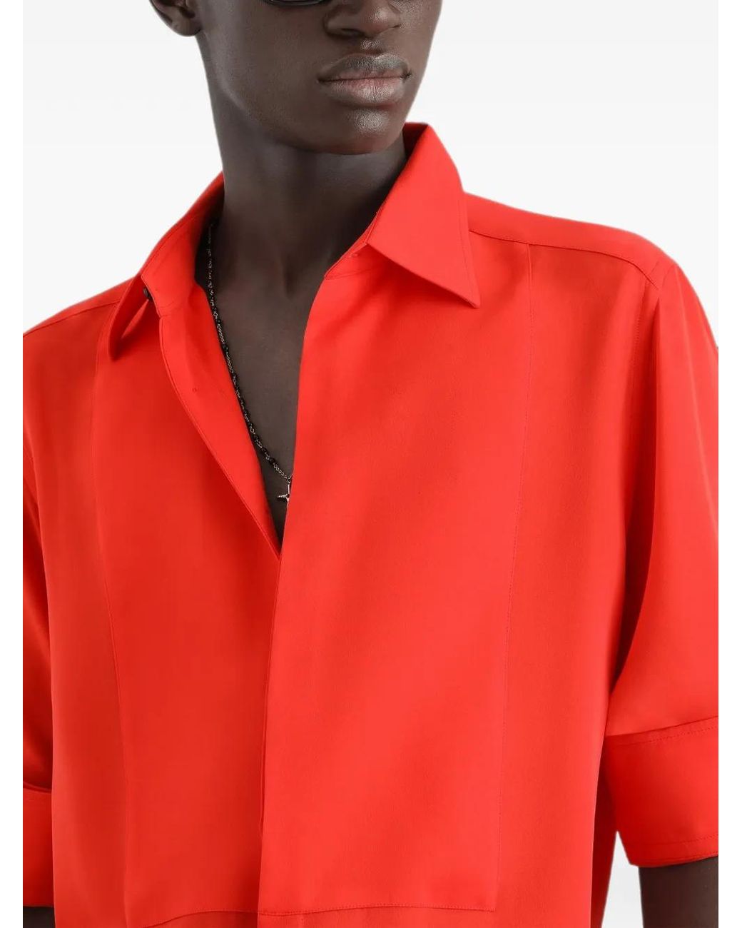 Dolce & Gabbana Red Crêpe De Chine Silk Martini Shirt for men