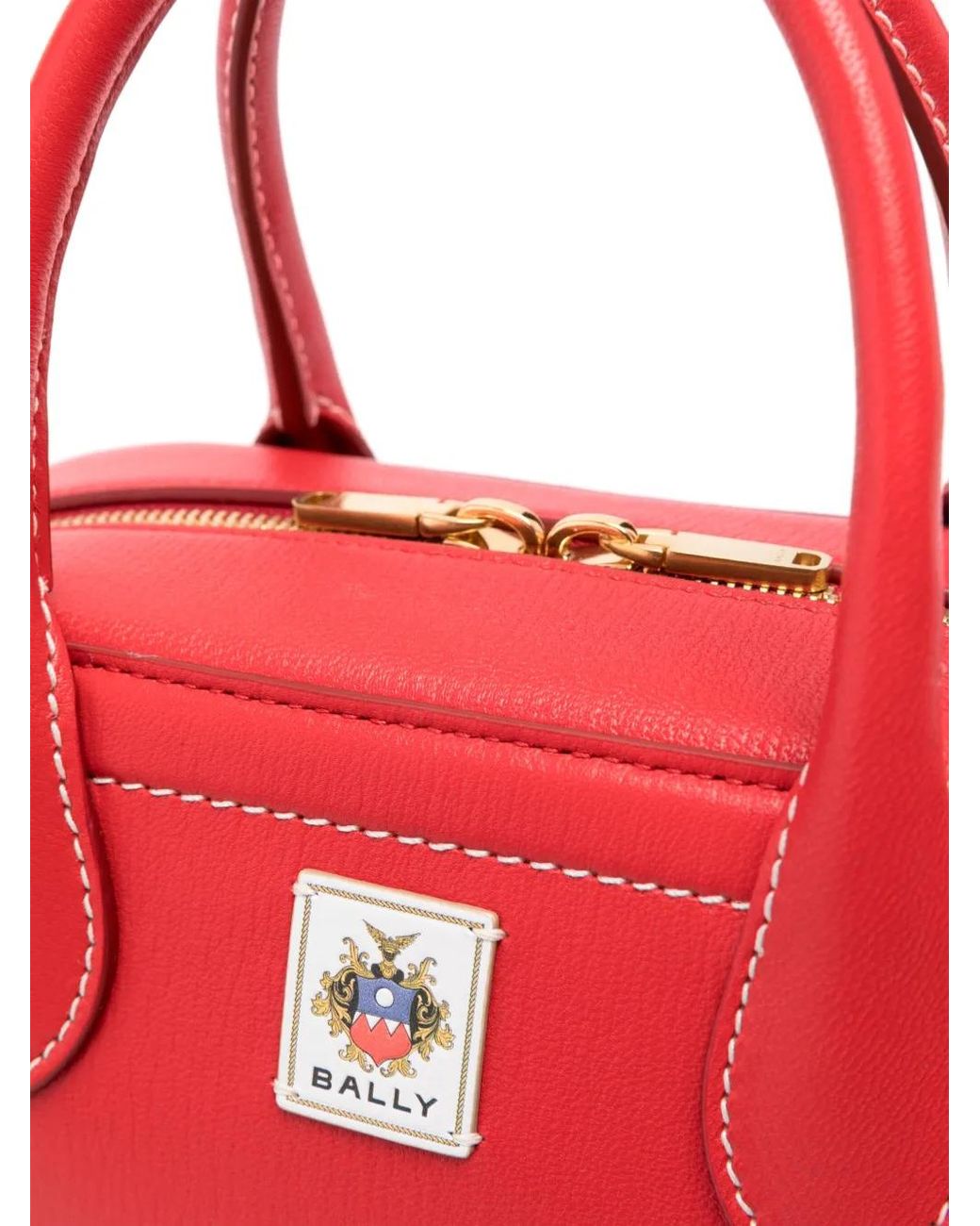 Bally Red Logo-Patch Tote Bag