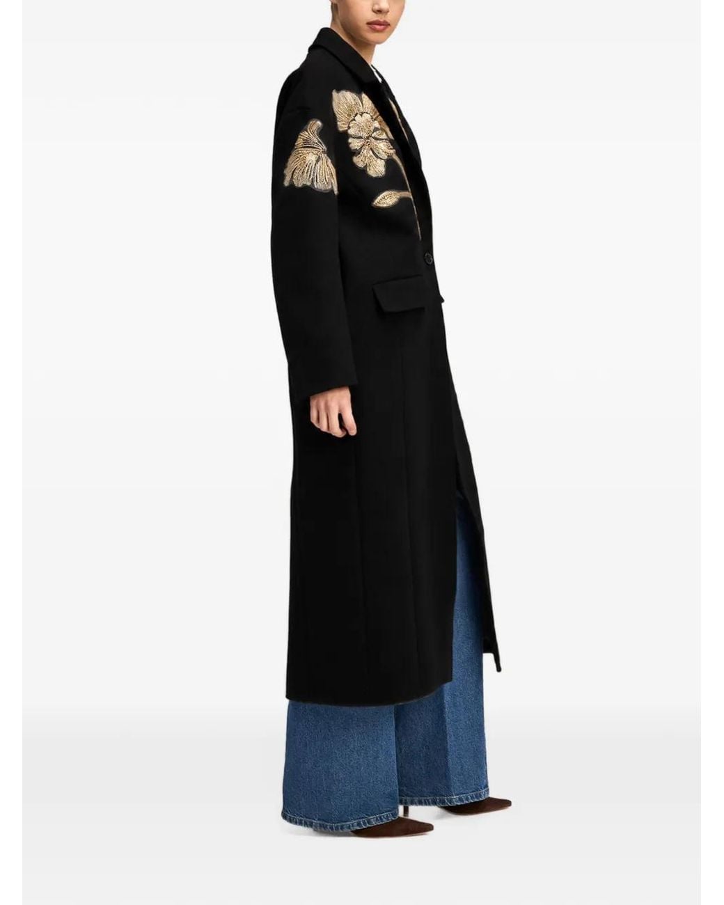 Cinq À Sept Black Gilded Peony Lilienne Coat