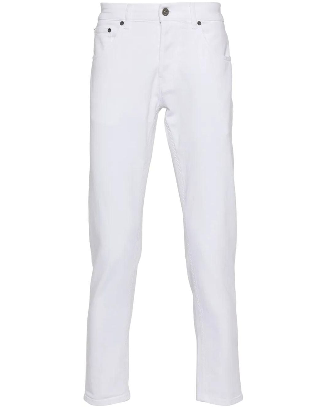 Dondup White Logo-Print Tapered Jeans for men