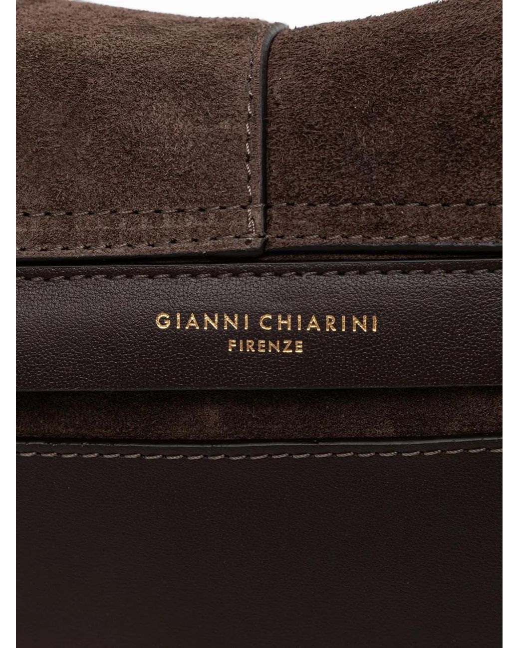 Gianni Chiarini Brown Medium Helena Round Contrast-Stitch Suede Shoulder Bag