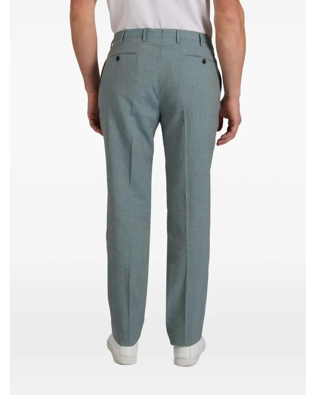 Incotex Blue Pressed-Crease Tailored Trousers for men