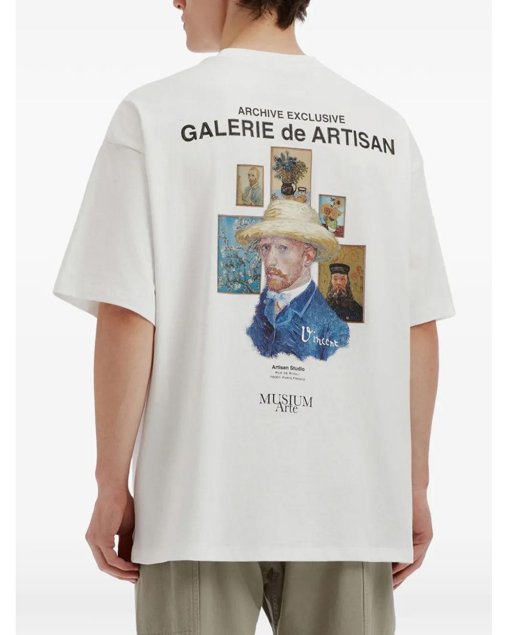 Musium Div. White Graphic-Print Logo-Patch T-Shirt for men
