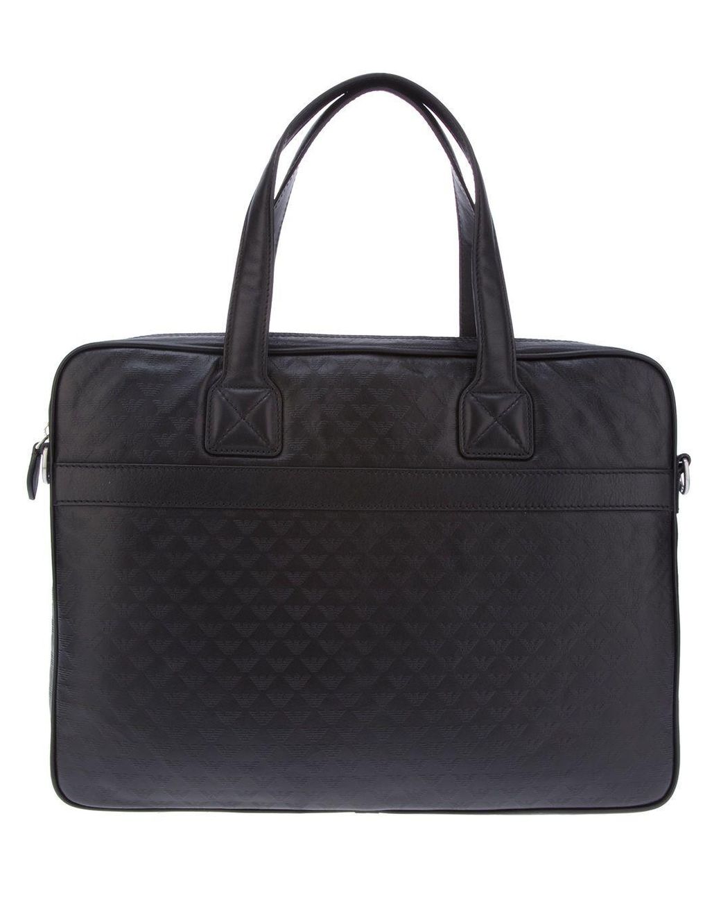 Emporio Armani Logo Embossed Laptop Bag in Black for Men Lyst