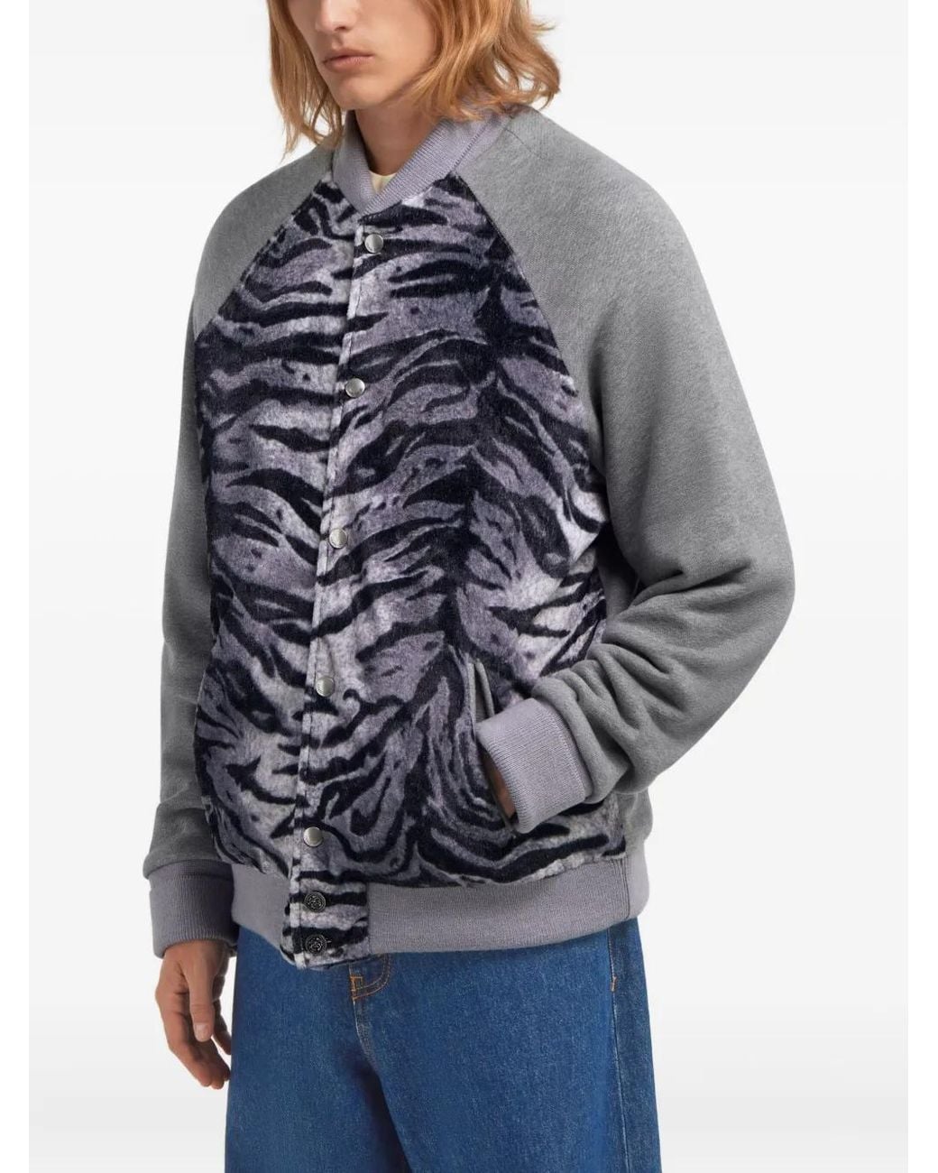 Roberto Cavalli Gray Zebra-Print Sweatshirt for men