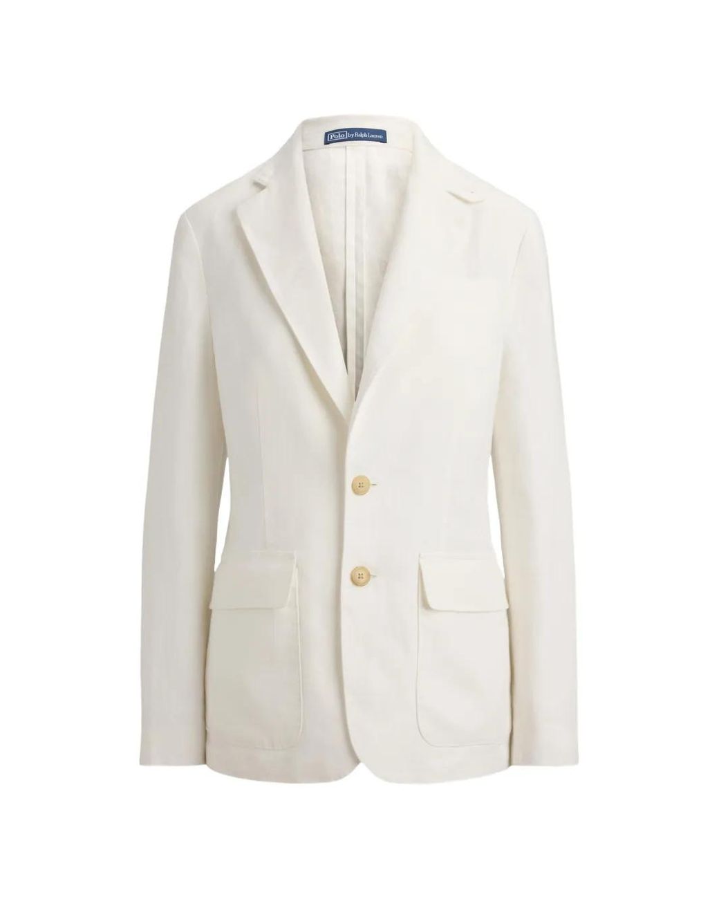 Polo Ralph Lauren White Pocket Button Linen Blazer