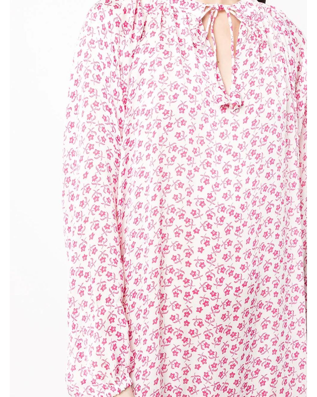 Bambah Pink Sandra Floral-Print Smocked Kaftan Dress