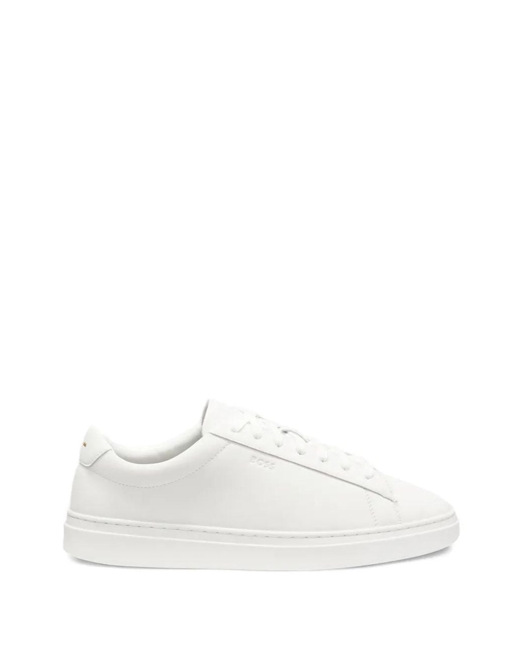 Boss White Leather Trainers With Rubber Sole for men