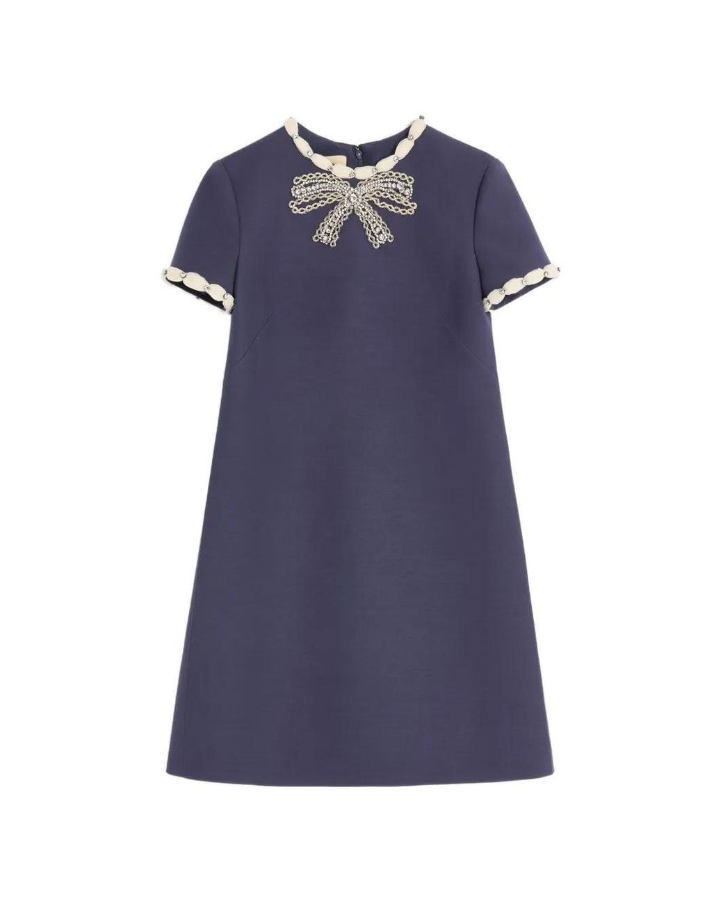 Valentino Garavani Blue Embroidered Crepe Couture Short Dress