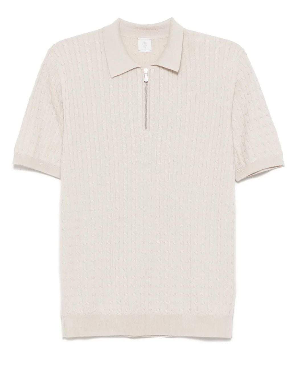 Eleventy White Cable-Knit Polo Shirt for men