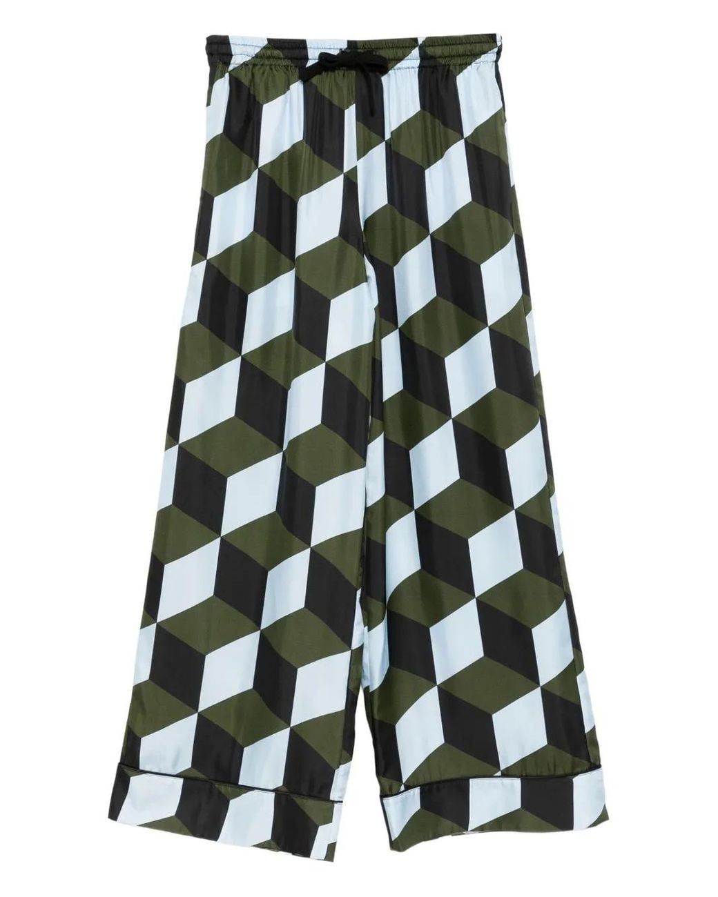 Cynthia Rowley Blue Geometric-Print Trousers