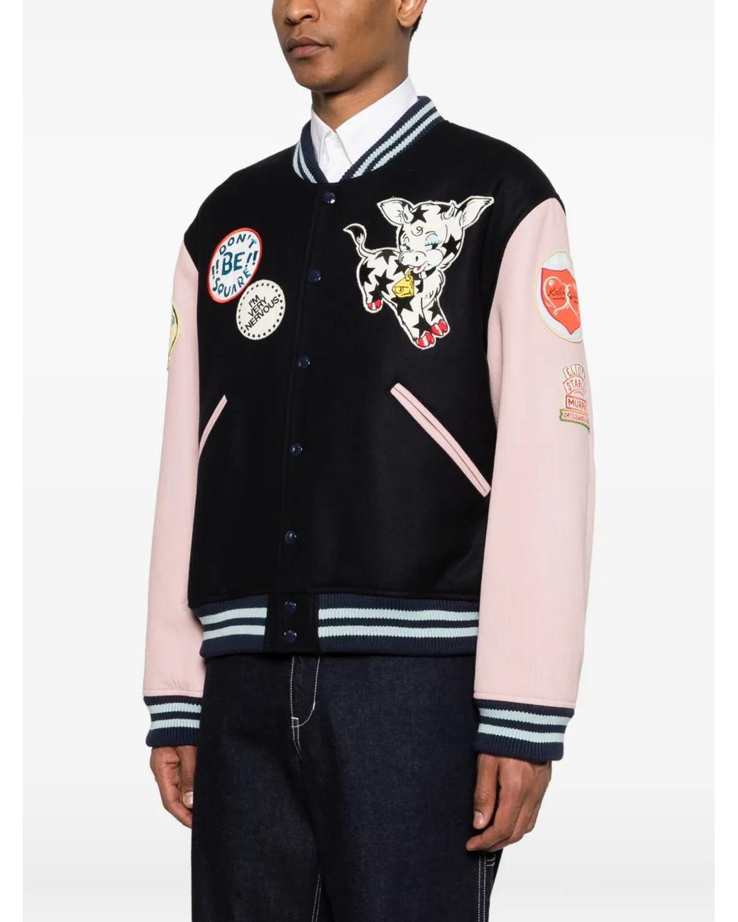 KENZO Black Badges-Embroidered Bomber Jacket for men