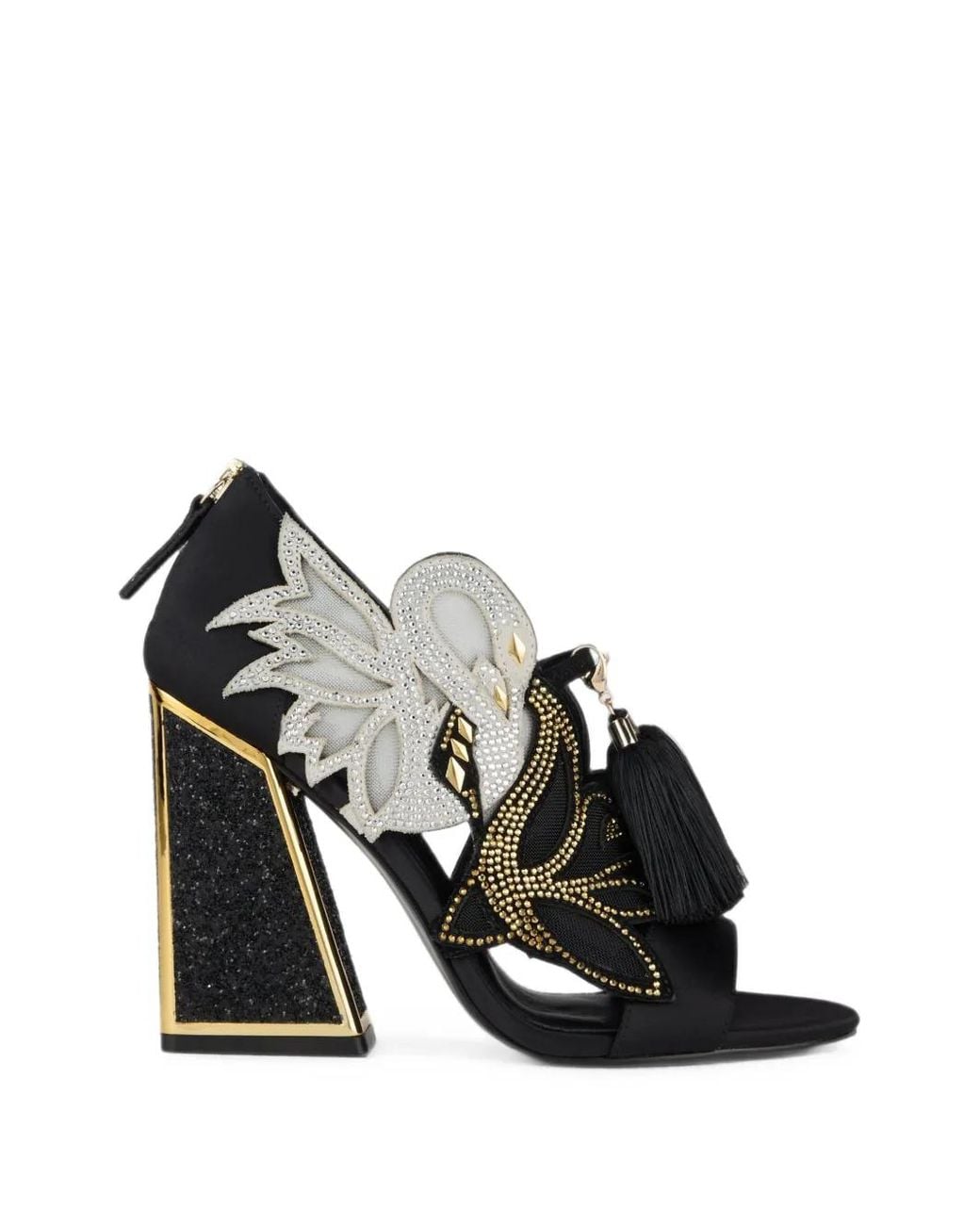 Kat Maconie Black Sandales Aya Anch À Ornements En Cristal