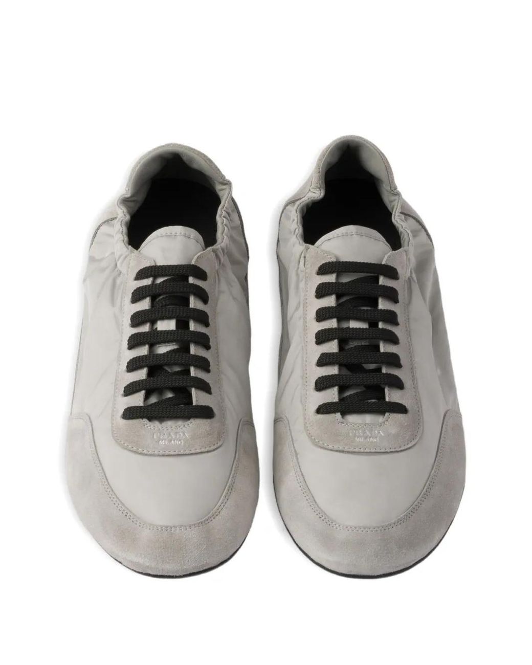 Prada Gray Collapse Lace-Up Sneakers for men