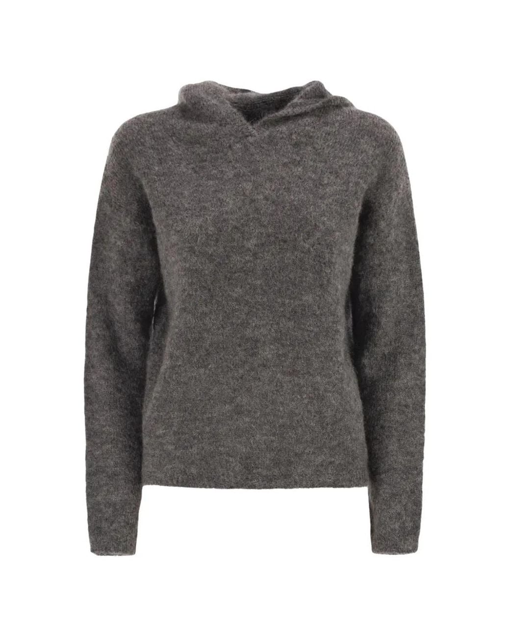 Max Mara Gray Hooded Wool Sweater