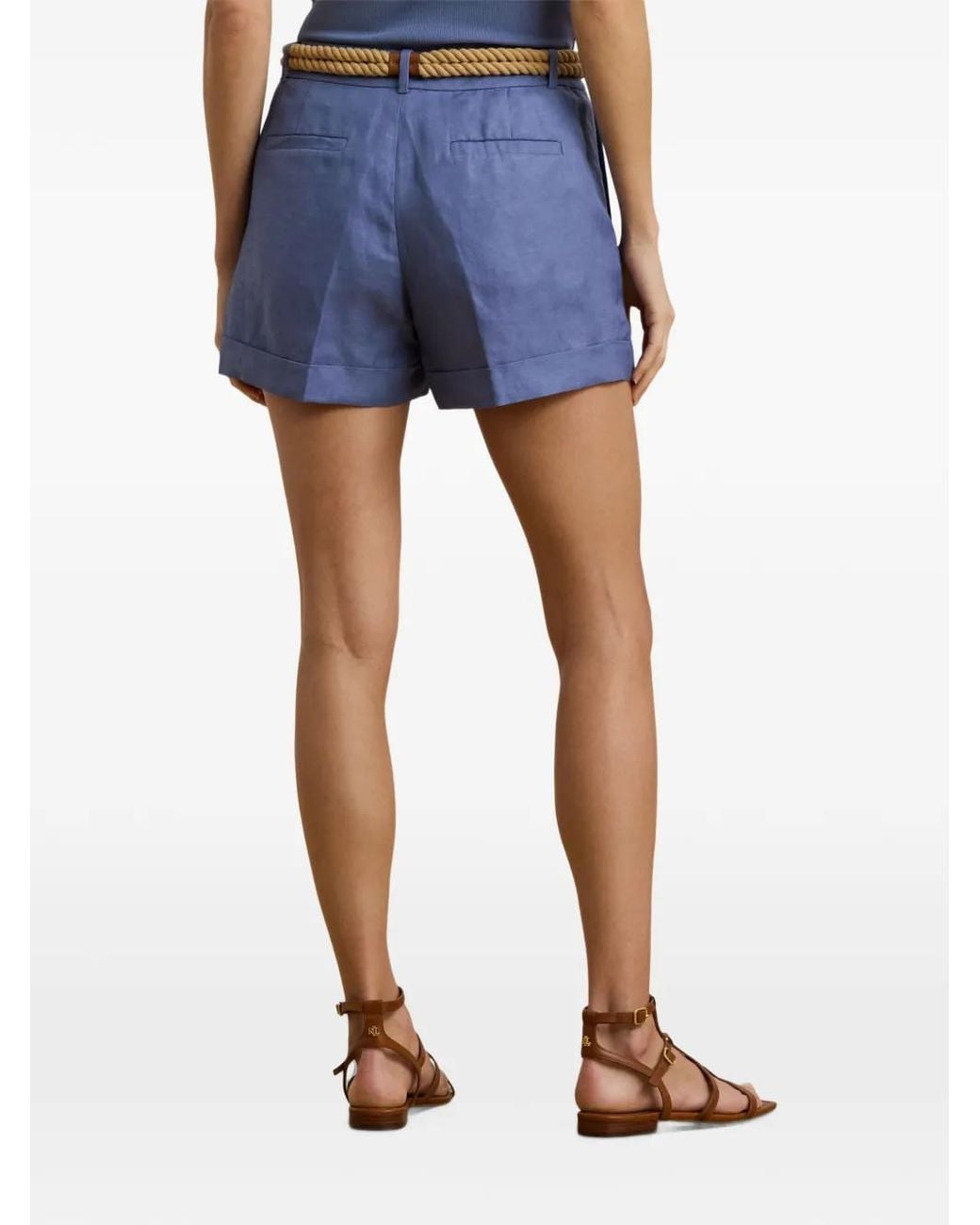 Ralph Lauren Blue Pleated-Detail Shorts