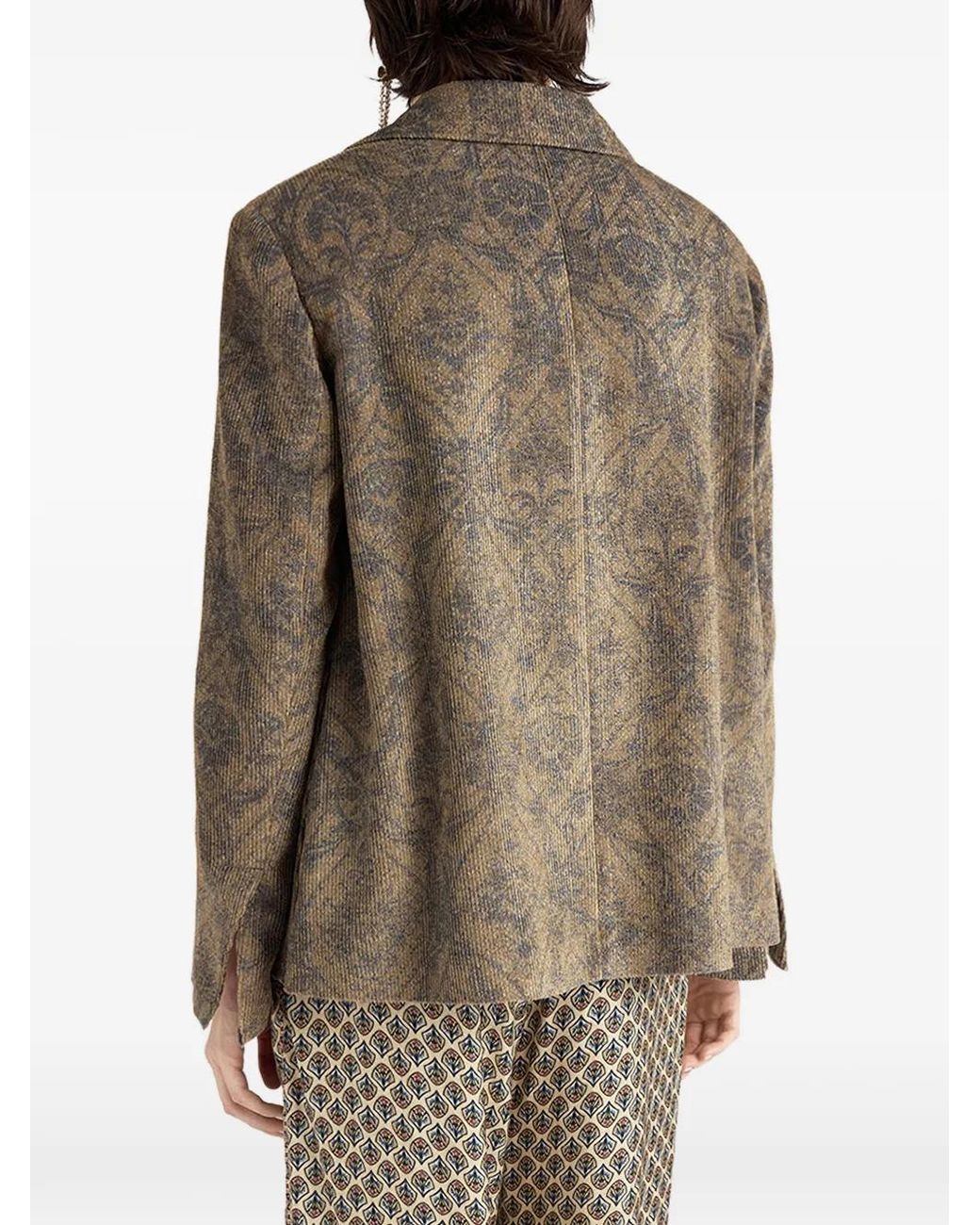 Momoní Brown Veste Imprimée Lilja En Velours Côtelé