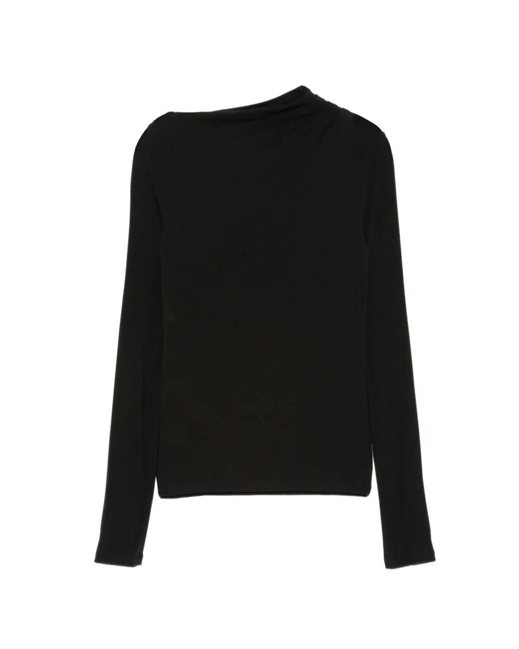 Imperial Black Draped Long-Sleeve Top