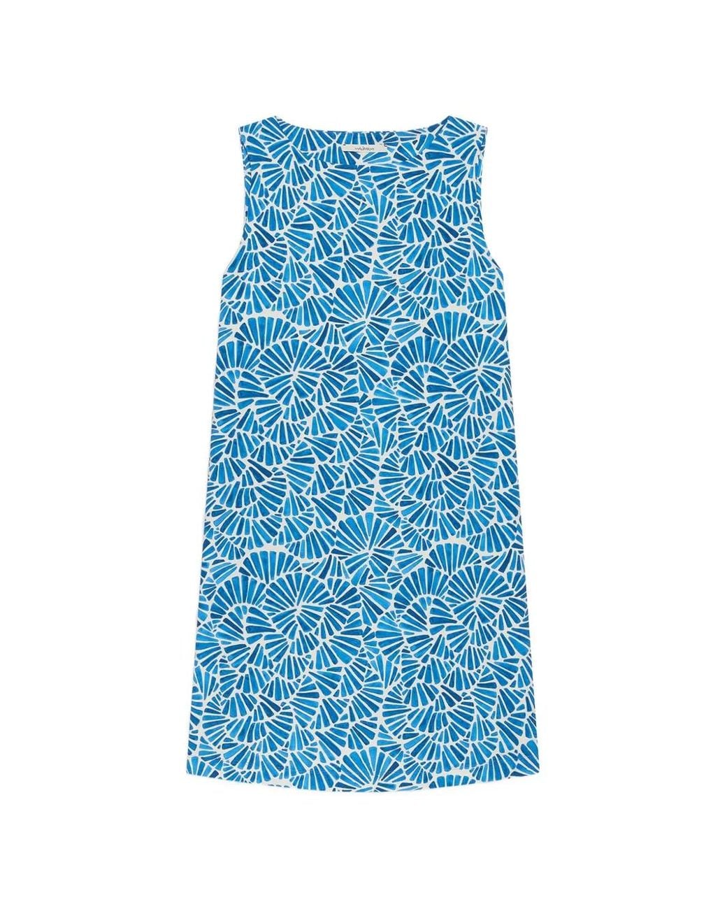 Maliparmi Blue Bateau-Neck Flared Dress