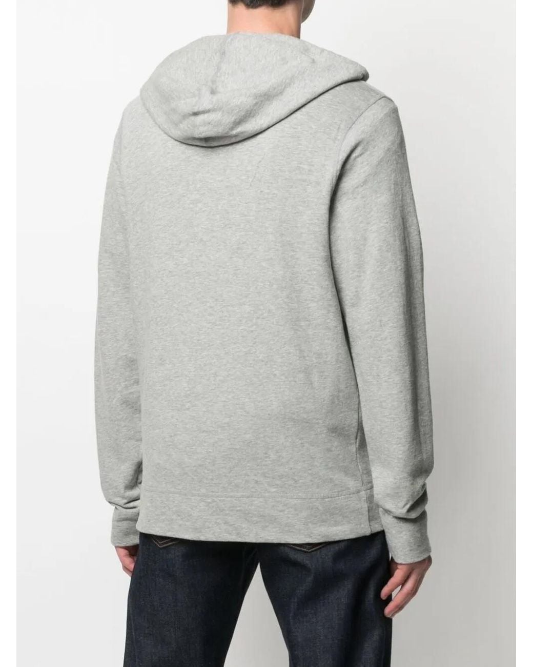 James Perse Gray Vintage Cotton Zip-Front Hoodie for men