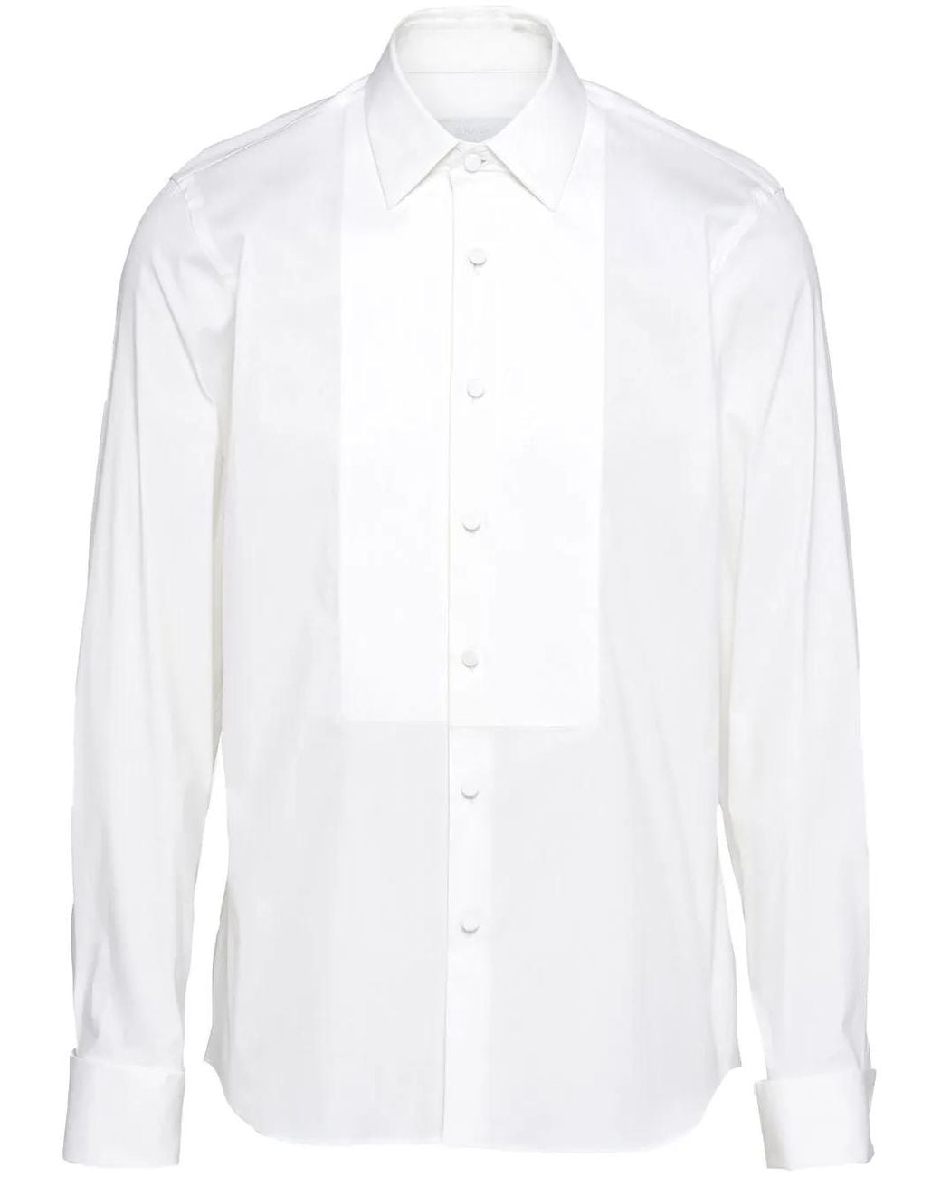 Prada White Long-Sleeved Poplin Shirt for men