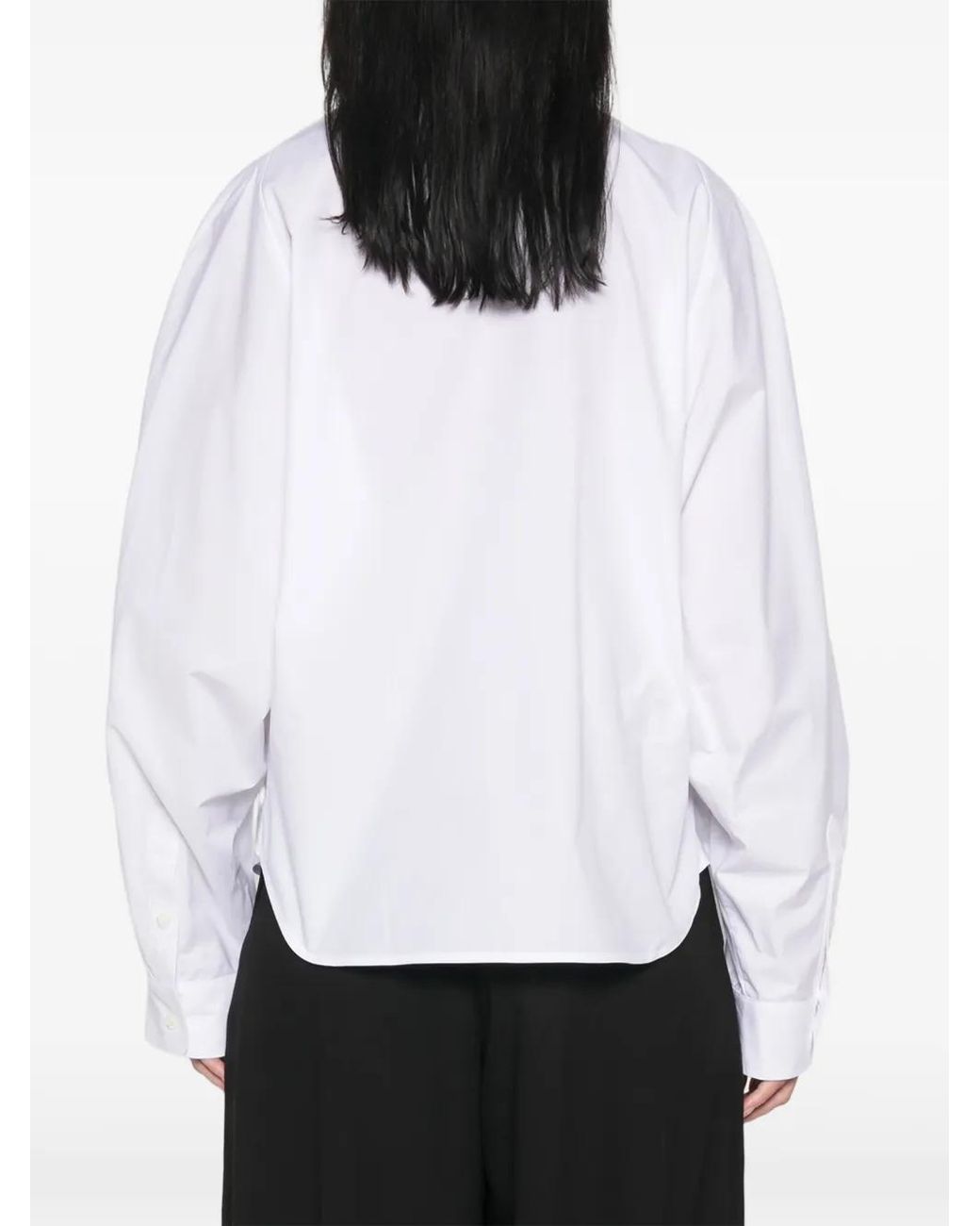 Lutz Huelle White Draped Asymmetric Shirt