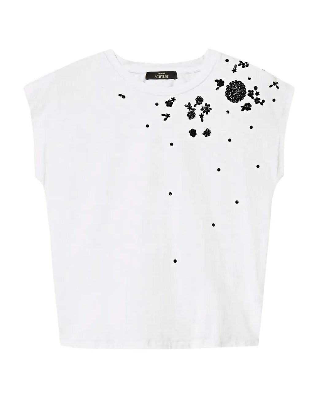 Twinset White Embroidered-Flower T-Shirt