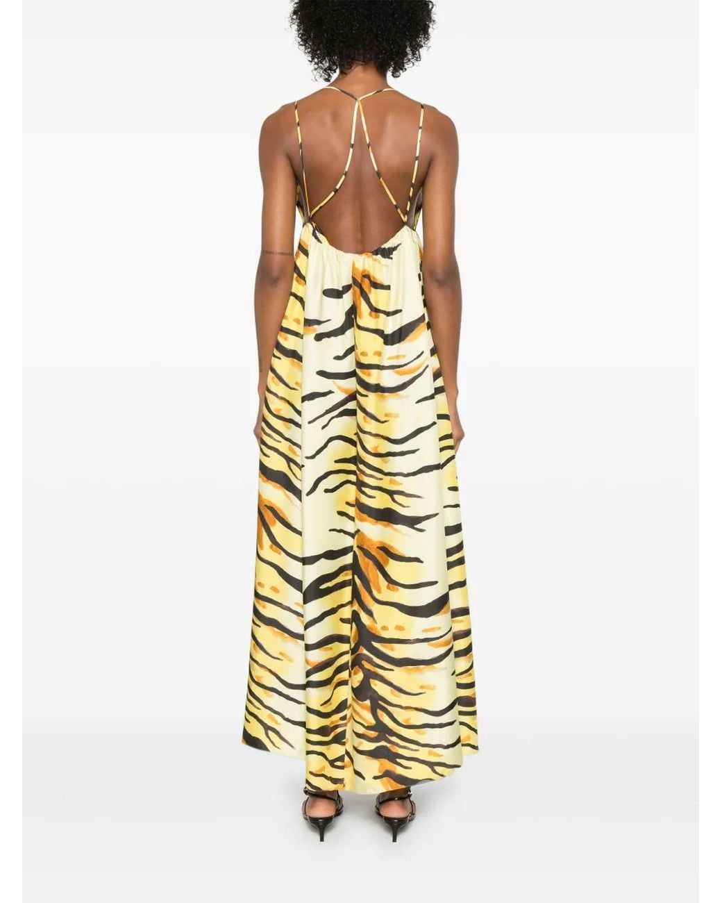 Nanushka Metallic Zebra-Print Maxi Dress