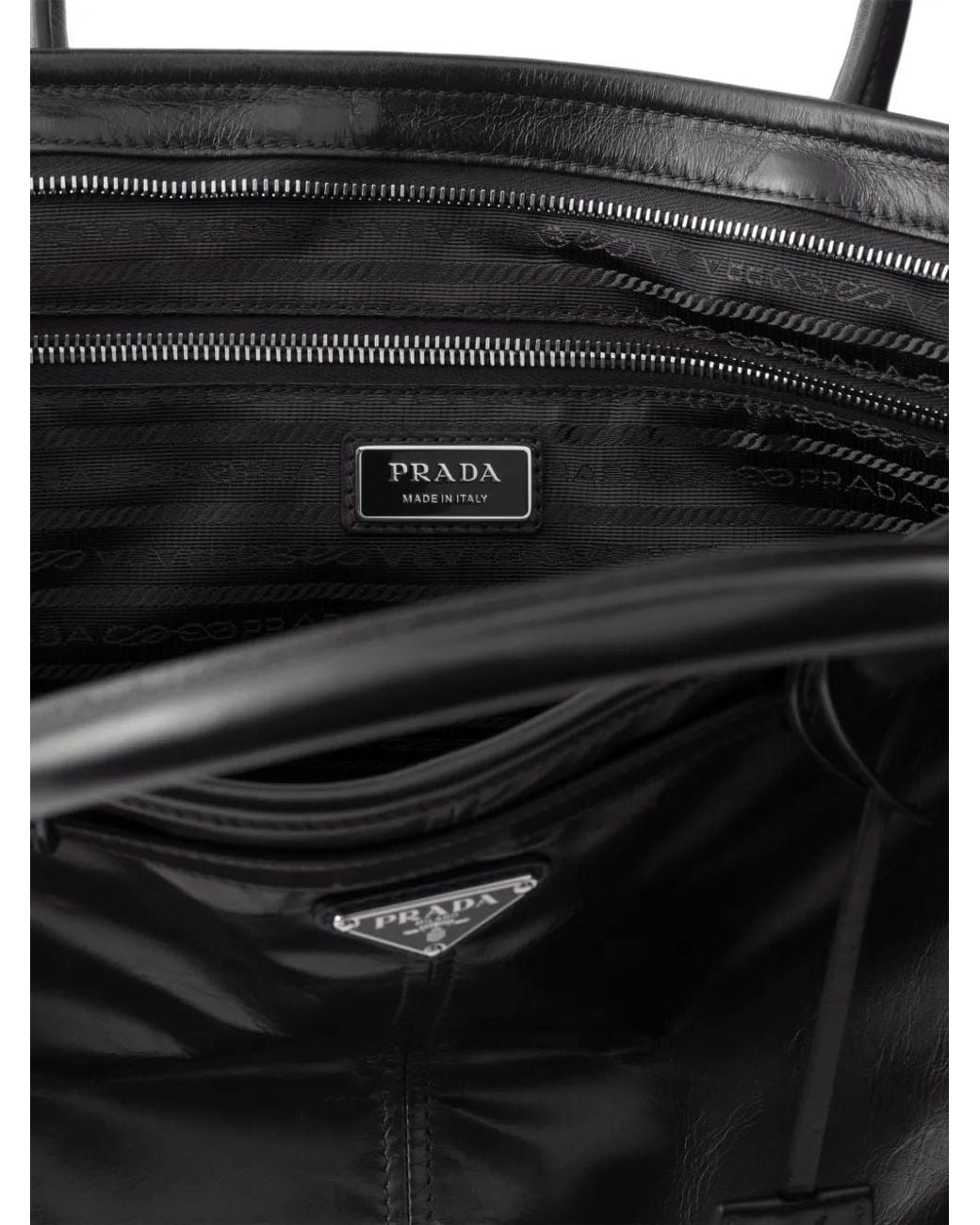Prada Black Bonnie Leather Tote Bag for men
