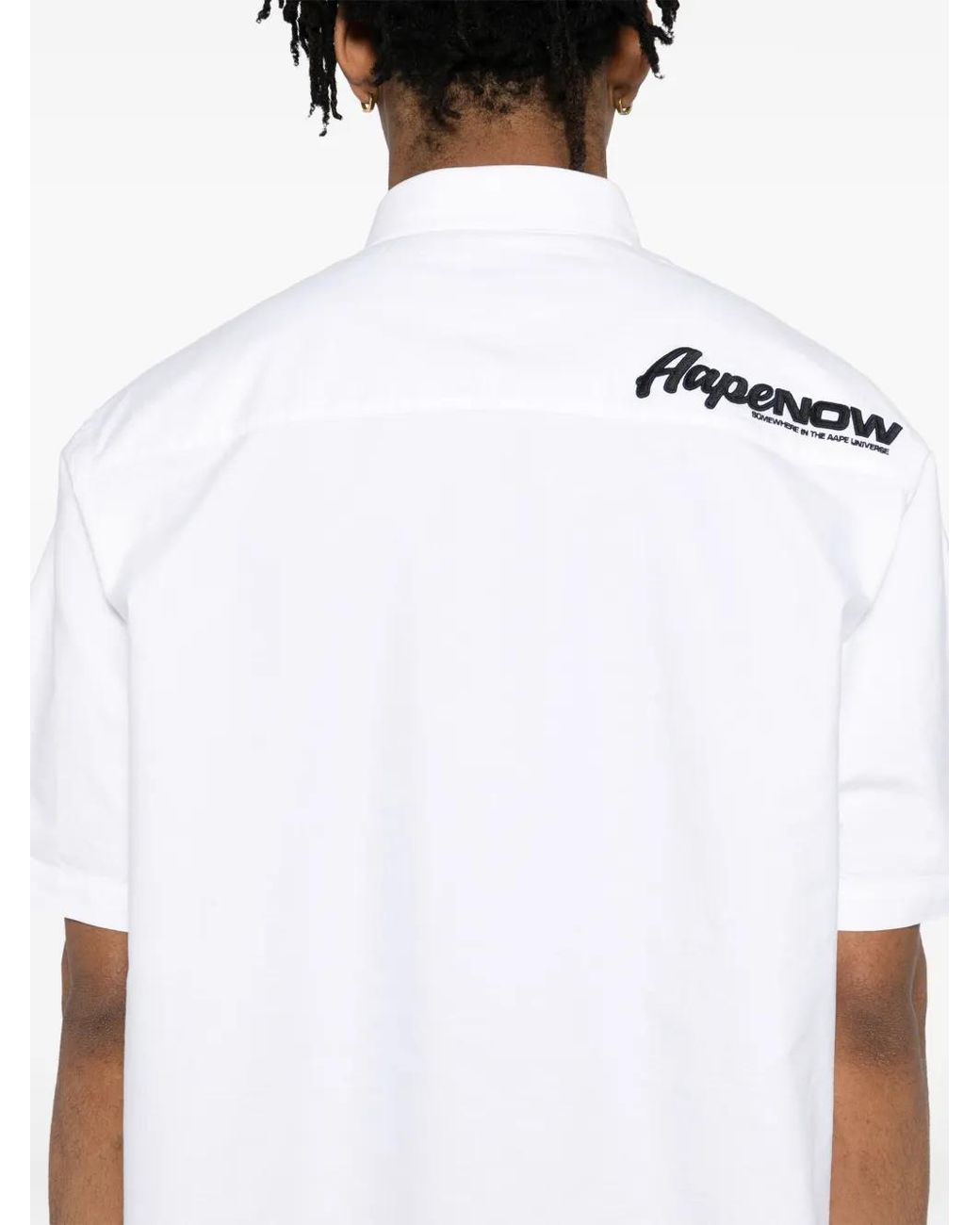 Aape By A Bathing Ape White Aapenow Moonface-Logo Shirt for men