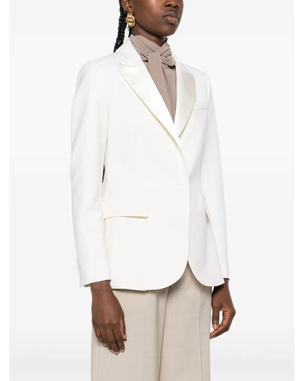 P.A.R.O.S.H. White Single-Breasted Wool-Blend Blazer