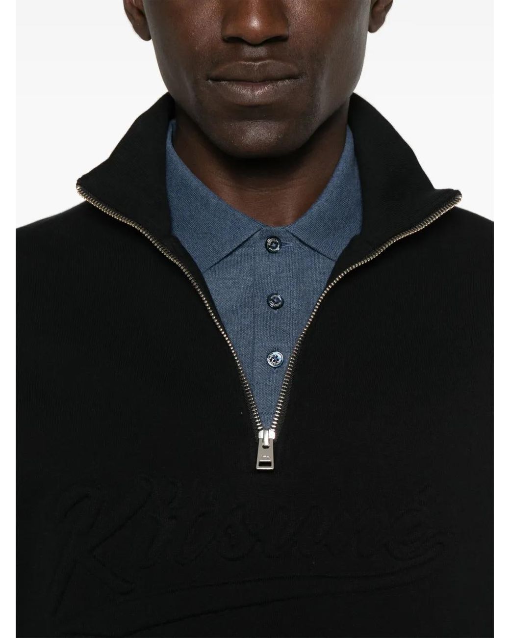 Maison Kitsuné Black Logo-Embossed Sweatshirt for men