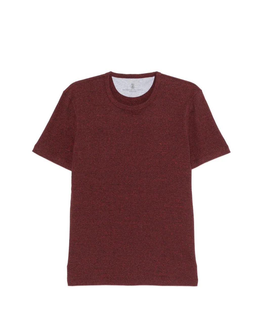Brunello Cucinelli Red Denim-Effect Ribbed Cotton Jersey Crew Neck T-Shirt for men